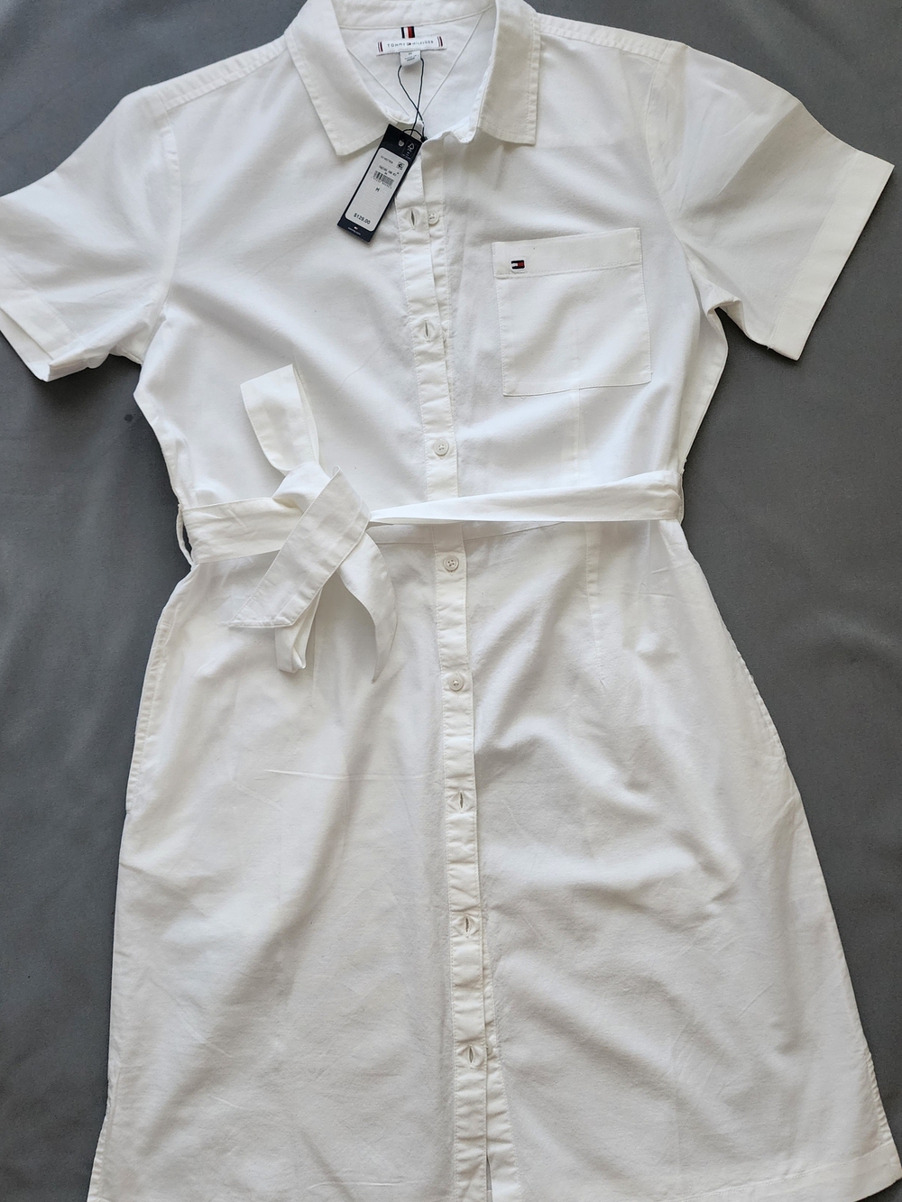 Tommy Hilfiger White Short Sleeve Shirt Dress NWT M